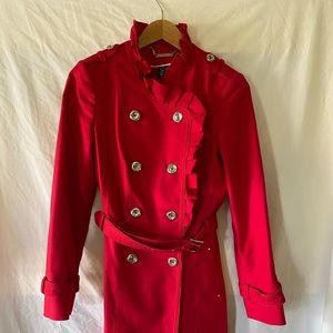 White House black market trench ruffle coat